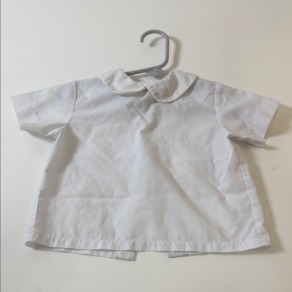 Classic White Peter Pan Collar Short Sleeve Top for Kids